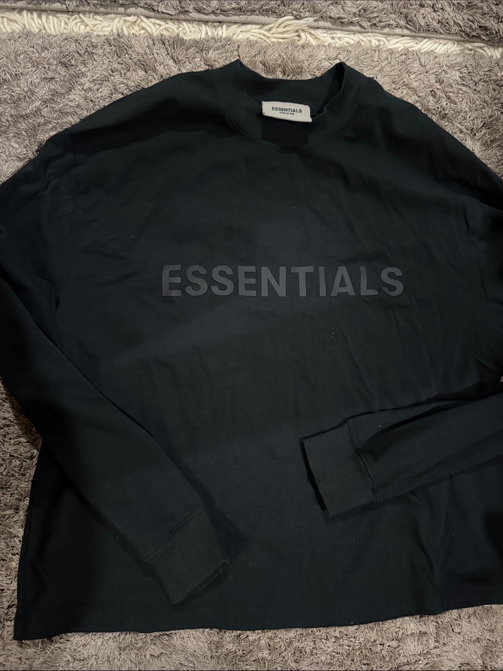Fear of god Essentials Black Tonal Logo long sleeve cropped